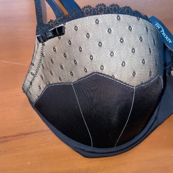 Adore Me 36DD Black Mesh & Lace Padded Bra With Adjustable Straps & Back Closure - Picture 4 of 6